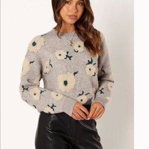 Petal and Pup - Gray and Flower Sweater